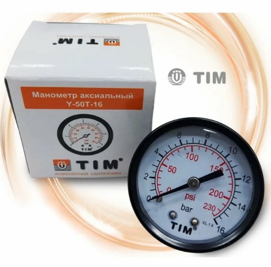 Манометр для измерения давления воды отопления TIM