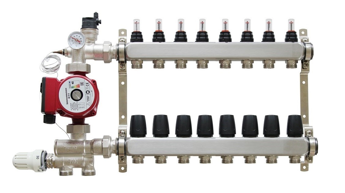 Схема коллектора теплого пола с насосом