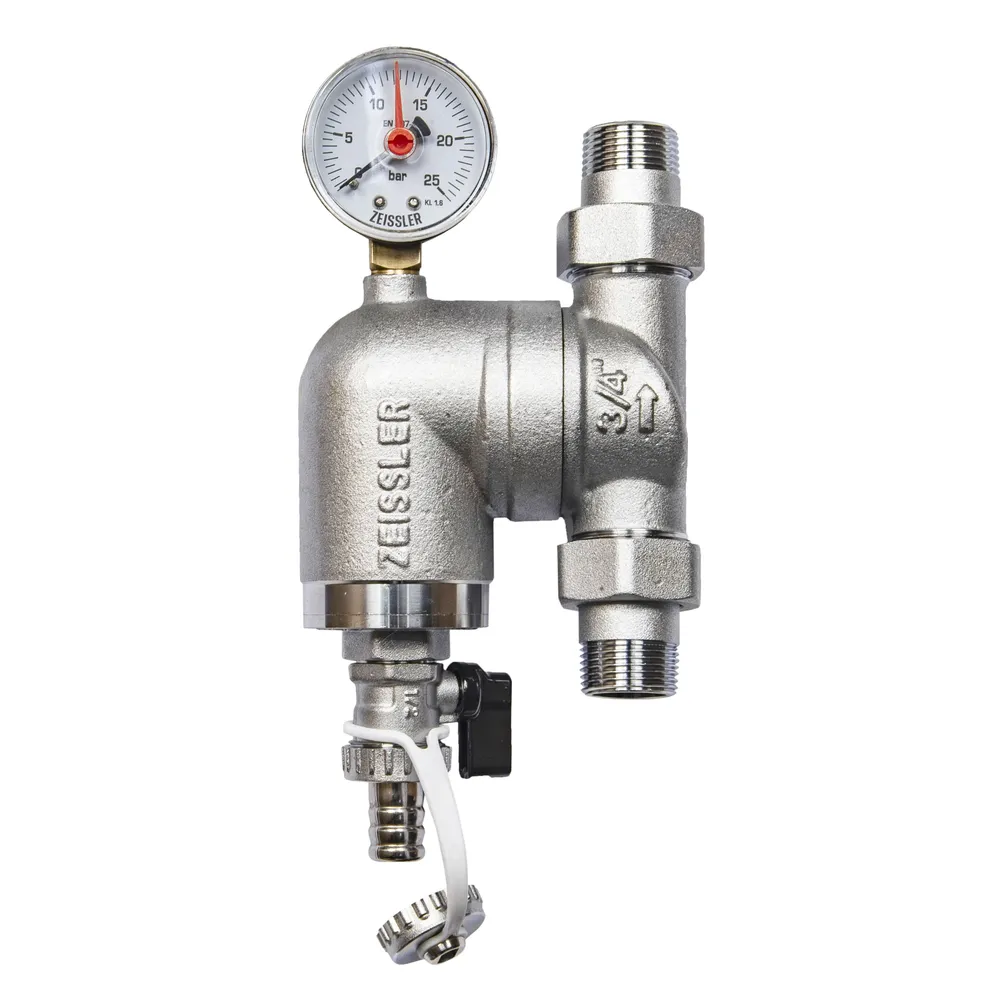 Фильтр с поворотным соединением, с манометром, присоединение - американки 3/4