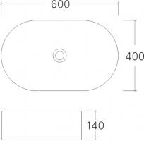 Умывальник накладной A257T овальный (600*400*140 мм) | EVA GOLD