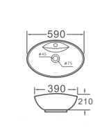 Умывальник накладной A011 овальный (590*390*210мм) | EVA GOLD