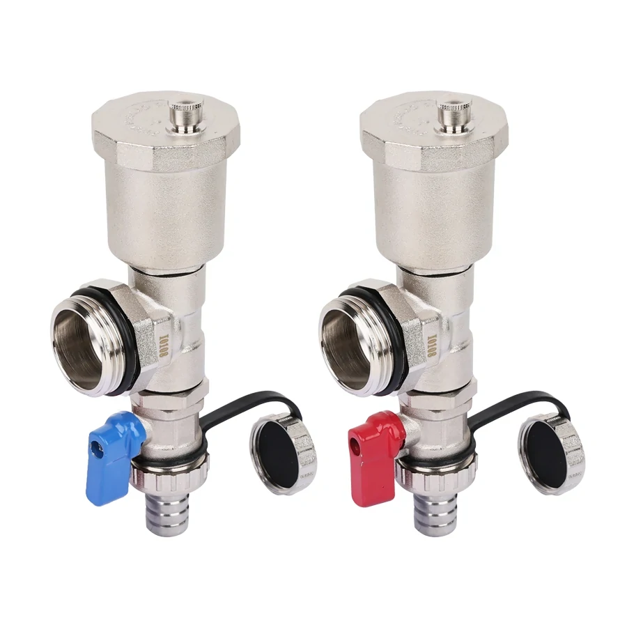 Концевой элемент для коллектора в сборе (тройник, воздухоотводчик, дренажный кран)（пара) 3/4"