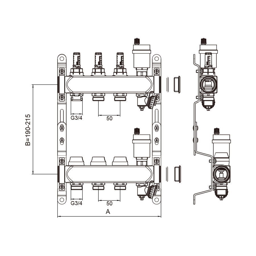Коллекторная группа с расходомерами 12 выходов нерж. ZS