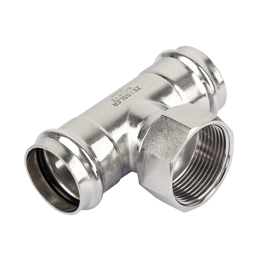 Пресс-тройник из нержавеющей стали с внутренней резьбой 18mm*1/2