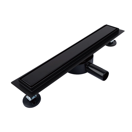 Трап для душа под плитку (сухой+гидрозатвор) поворотный (черный-матовый) 70*400