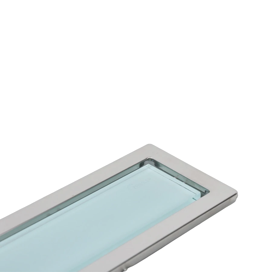 Трап для душа, решетка полная или под плитку, Evolux Glass (белое стекло) 70*400