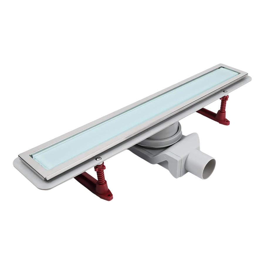 Трап для душа, решетка полная или под плитку, Evolux Glass (белое стекло) 70*400