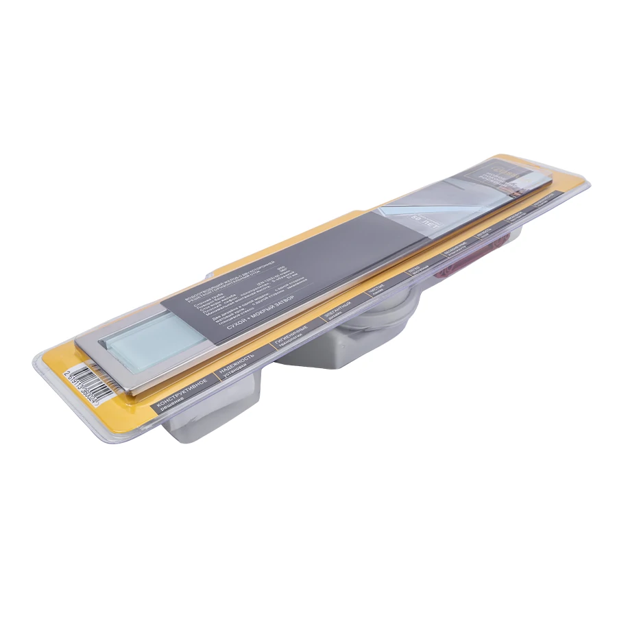 Трап для душа, решетка полная или под плитку, Evolux Glass (белое стекло) 70*700