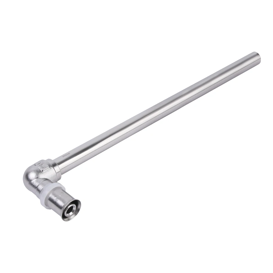 Пресс-фитинг – угольник с хромированной трубкой прямой 16 х 15 мм, 30 см