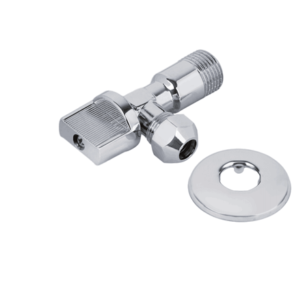 Кран угловой с цангой и отражателем （ хром）1/2"х3/8" ш