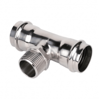 Пресс-тройник из нержавеющей стали с наружной резьбой 35*1/2*35