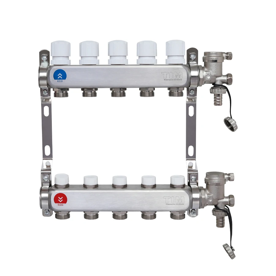 Коллекторный блок из нержавеющей стали с регулирующими и балансировочными клапанами 1*3/4ЕК-11выходо