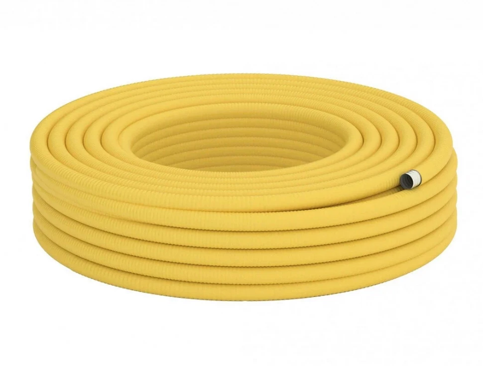 Труба гофрированная из нерж. стали SS304.отожженная в оболочке желтая 25A (30M)