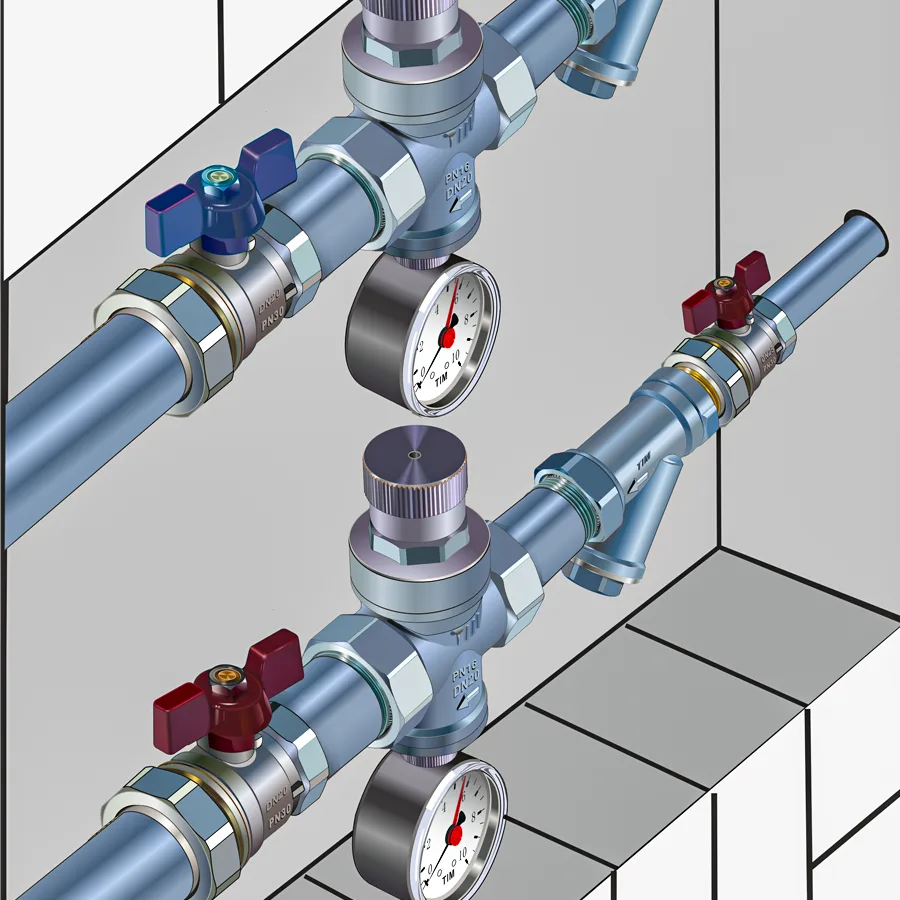 Редуктор давления поршневой с накидной гайкой 1/2