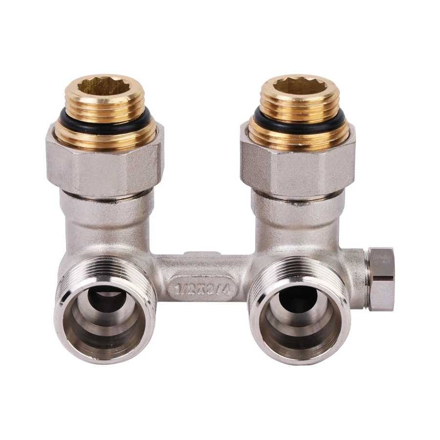 Узел угловой НВ EK радиаторный со встроенными кранами и байпасом 1/2*3/4Е