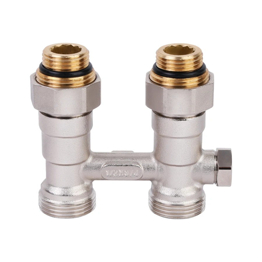 Узел прямой НВ EK радиаторный со встроенными кранами и байпасом 1/2*3/4Е