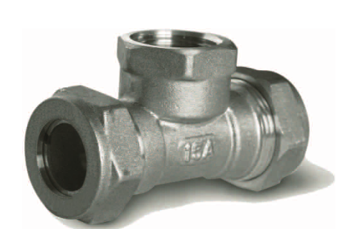 Тройник труба - вн. резьба - труба (никелированный) 32*1 1/4*32