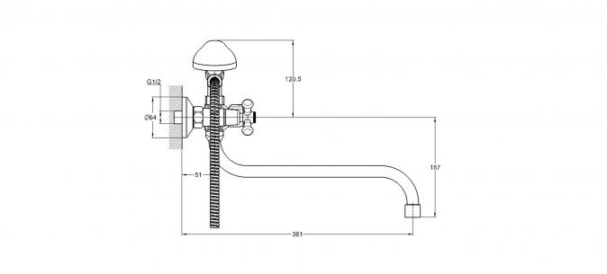 Смеситель для ванны 2-Х с изливом, QMT7-A722