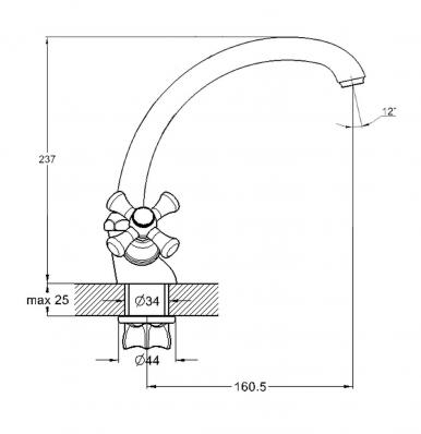 Смеситель для кухни 2-Х гайка QTZ4-B827