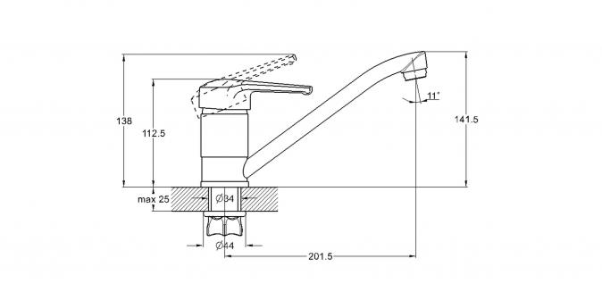 Смеситель для кухни 1-Х гайка, лат. 4G4-A180