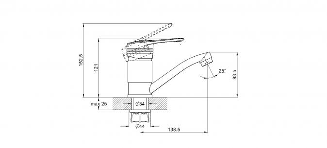 Смеситель для умывальника на гайке Ф40 4G4-B180
