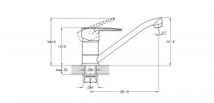Смеситель для кухни 1-Х гайка, 4T4-A043