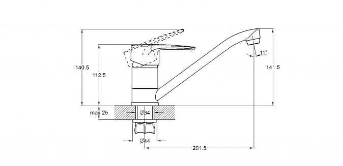 Смеситель для кухни 1-Х гайка, 4T4-A043