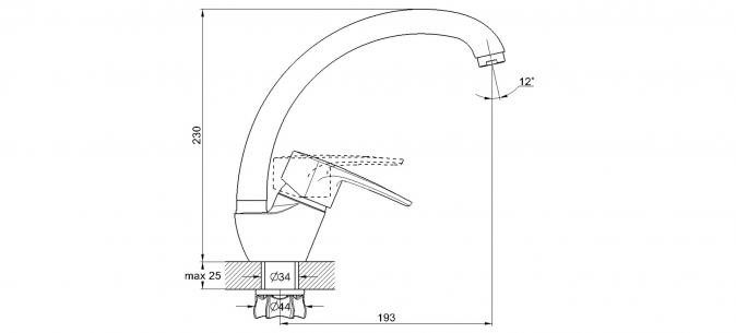 Смеситель для кухни 1-Х гайка, утка 8G4-A181