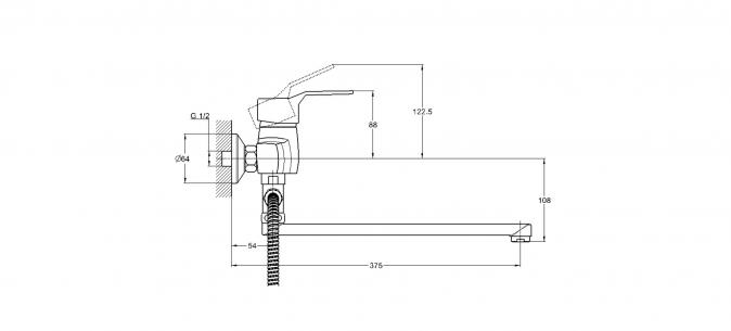 Смеситель для ванны 1-Х с длинным изливом Ф40 ZDN6-A183