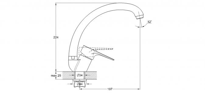 Смеситель для кухни на гайке литой Ф35 NUD4-A146