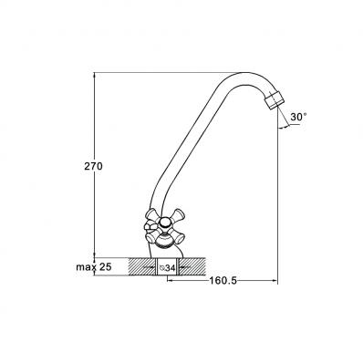 Смеситель для кухни 2-Х гайка QMT4-A722