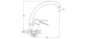 Смеситель для умывальника на гайке, сатин Ф35 NUD4-A045KH