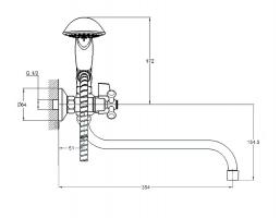 Смеситель для ванны 2-Х с длинным изливом картр. перекл. QML7-A827