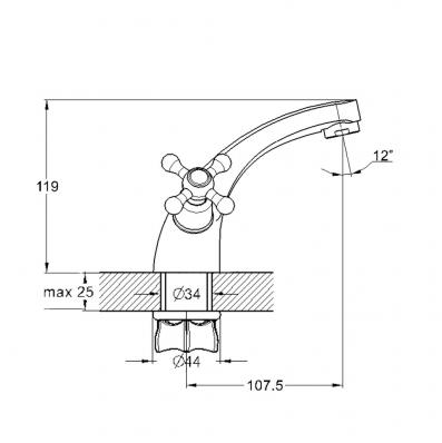 Смеситель для умывальника монолит. кер. QMT1-A722