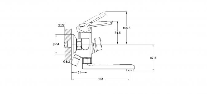 Смеситель для ванны 1-Х  Ф35 LOF3-A033