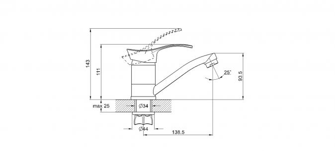 Смеситель для кухни, ?40, гайка 4T4-B180