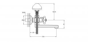 Смеситель для ванны с пл.  изливом, QMT3-A722