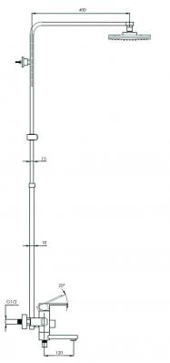 Смеситель для ванны с душ. системой, ?35 NEB16-A123