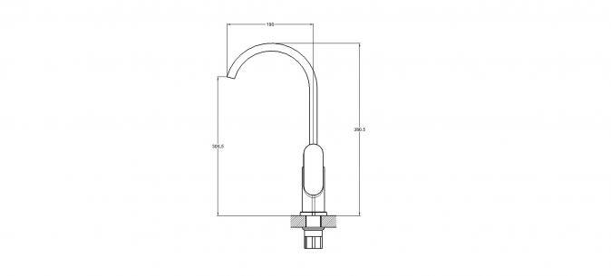 Смеситель для кухни 1-Х гайка, выс. излив Ф35 NOB4-A128