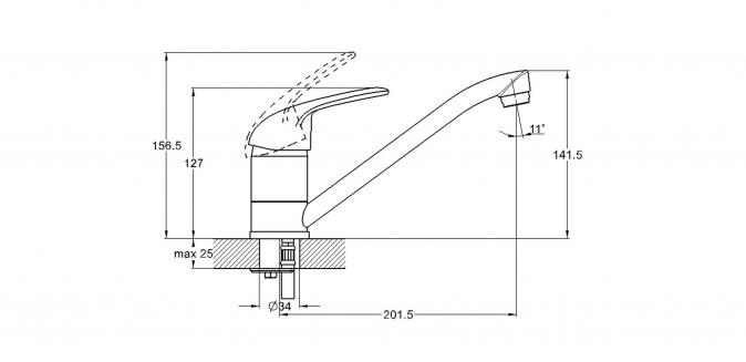Смеситель для кухни 1-X 4P4-A043