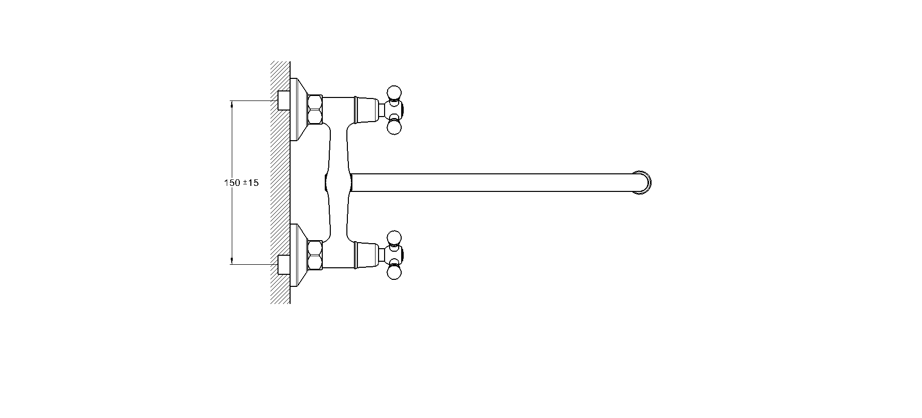 Смеситель для кухни настенный 2-Х гайка JMX12-A605