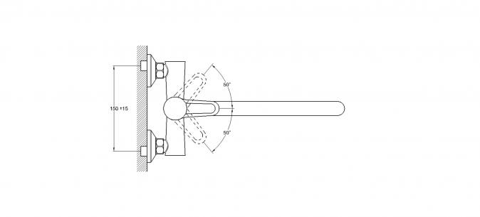 Смеситель для ванны 1-Х с длинным изливом Ф35 NUD6-A045