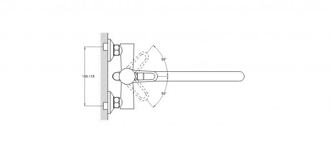Смеситель для ванны 1-Х с длинным изливом Ф35 бел. NUD7-A045YW