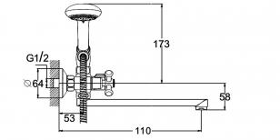 Смеситель для ванны 2-Х с дл. изливом QST7-A827