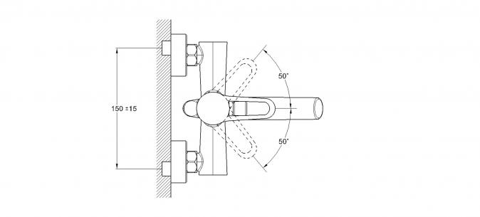Смеситель для ванны 1-Х с лит.пов. изливом Ф35 NUD3-A045