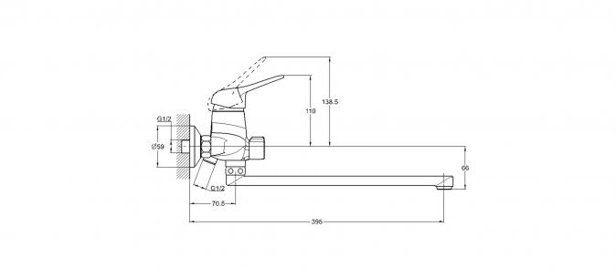 Смеситель для ванны 1-Х с длинным изливом Ф40 KLO7-A048