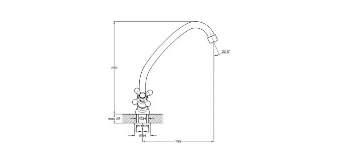 Смеситель для кухни металл. гайка 1/2 QFR4-A827