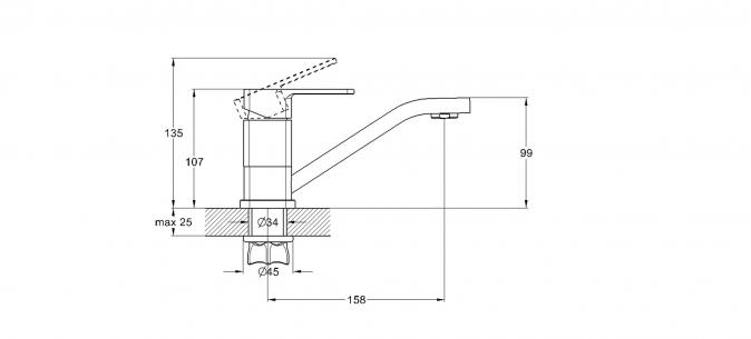 Смеситель для кухни 1-X GOR4-B058