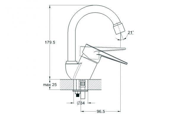 Смеситель для кухни 1-Х шпилька, выс. излив (35mm) SUP1-A045