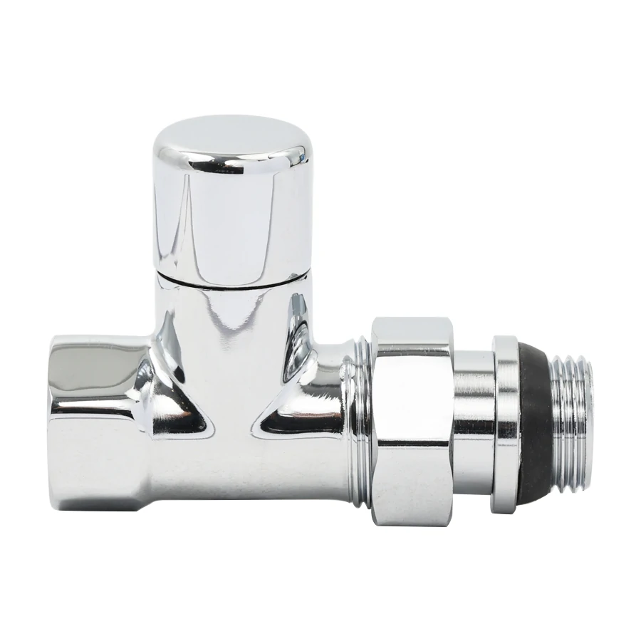 Запорный радиаторный клапан , 1/2" ВР-НР, прямой,хромированный